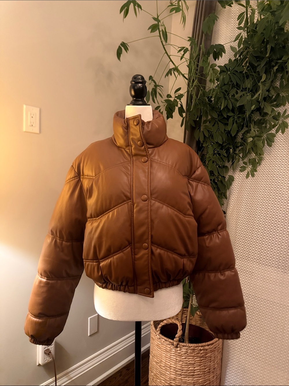 Zara Cropped Rust Brown Puffer Jacket